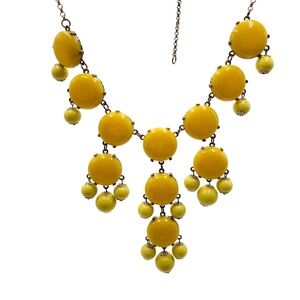 J. Crew Yellow Bubble Statement Necklace Beaded Gold Tone Bib Costume‎ Jewelry
